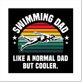 Swimming DAD mixed with retro and funny definition creative art Posters and Art